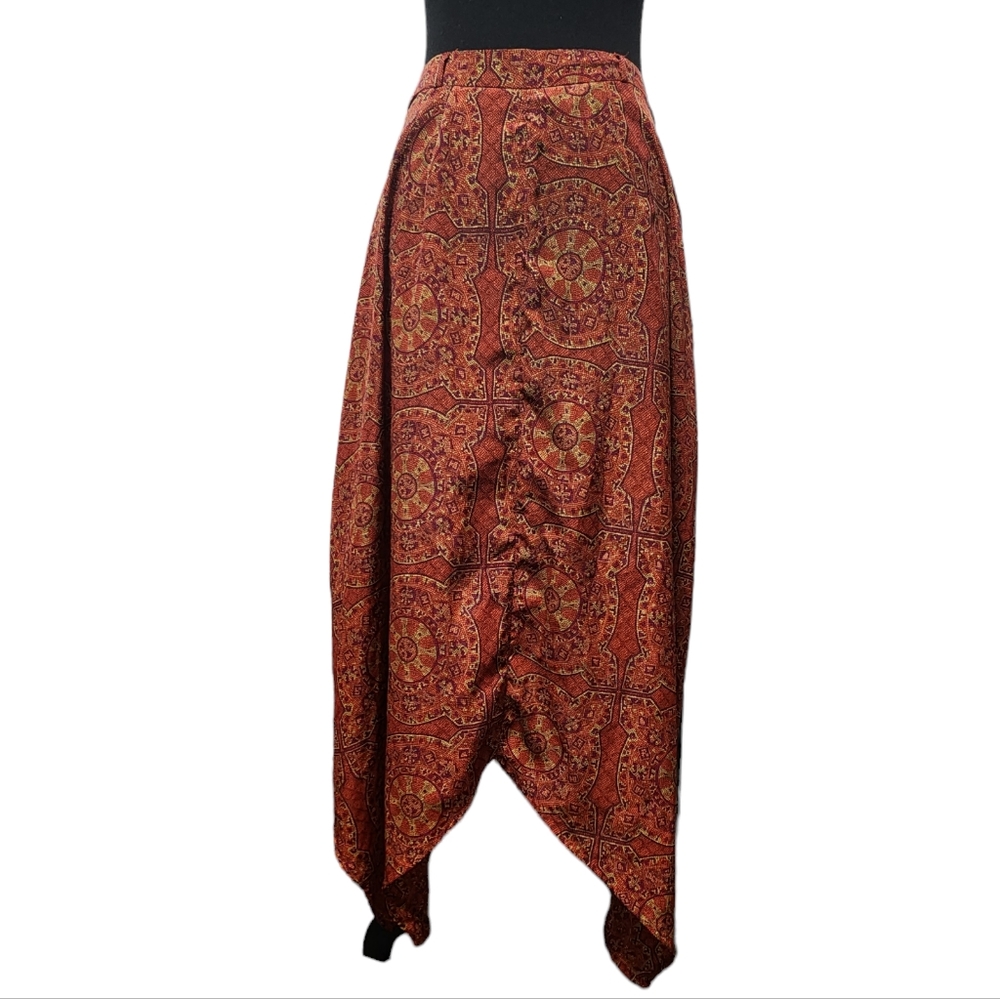 Love21 Red Boho Hankerchief Hem Skirt